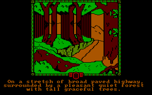 Fellowship of the Ring, The IBM PC/Compatibles Screenshot: Exploring a forest.