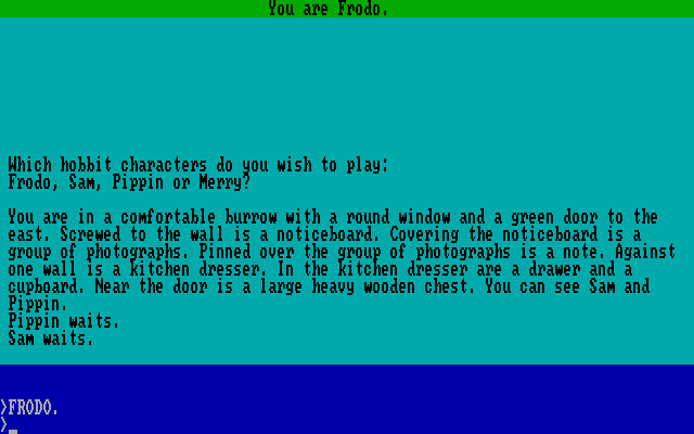 Fellowship of the Ring, The IBM PC/Compatibles Screenshot: Game start.