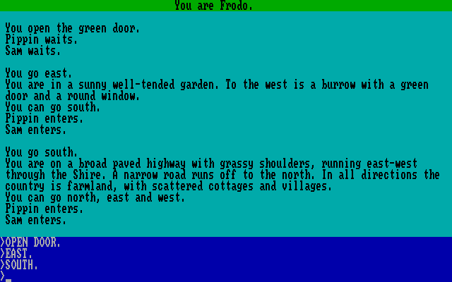 Fellowship of the Ring, The IBM PC/Compatibles Screenshot: The game alternates between text and graphics, or you can choose text only.