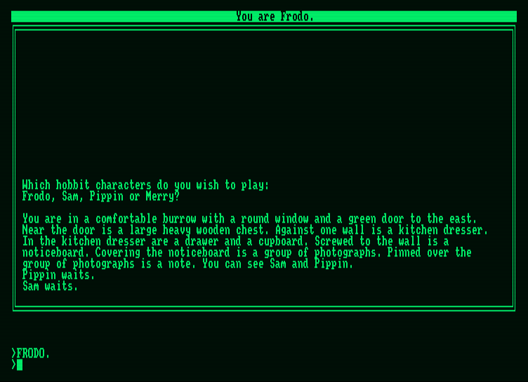 Fellowship of the Ring, The Amstrad PCW Screenshot: Game start.