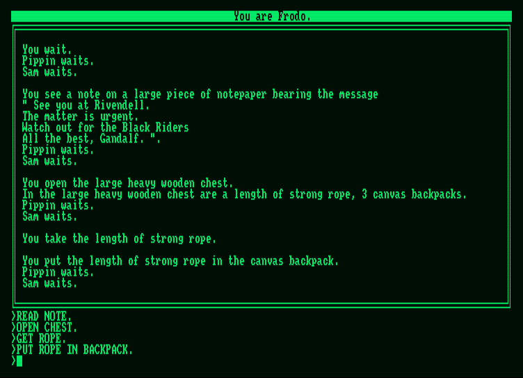 Fellowship of the Ring, The Amstrad PCW Screenshot: Let's gather some stuff before heading out...