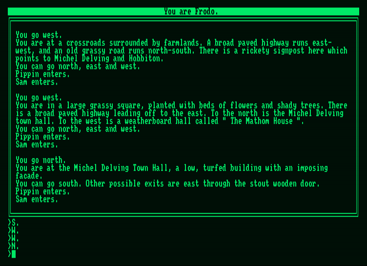 Fellowship of the Ring, The Amstrad PCW Screenshot: Exploring...