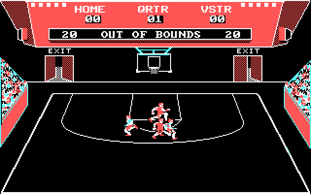 GBA Championship Basketball: Two-on-Two IBM PC/Compatibles Screenshot: Ball is out of bound!