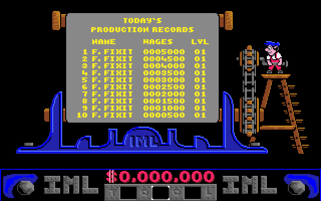 Night Shift Amiga Screenshot: High scores.