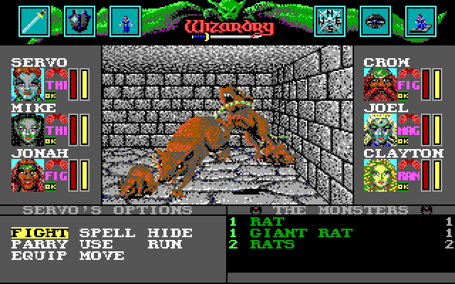 Wizardry: Bane of the Cosmic Forge IBM PC/Compatibles Screenshot: It's an encounter with giant rats!
