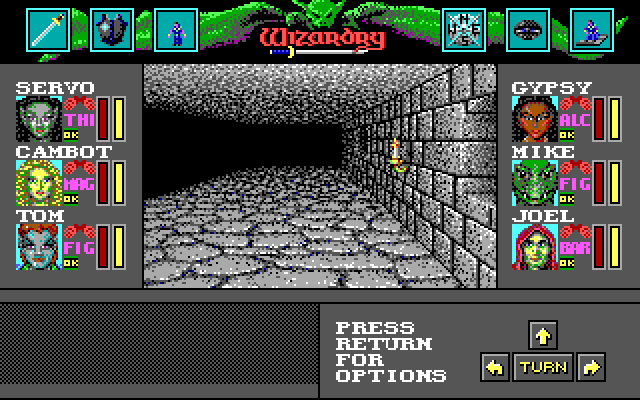 Wizardry: Bane of the Cosmic Forge IBM PC/Compatibles Screenshot: Exploring the dungeon.