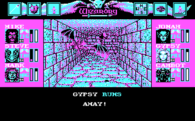 Wizardry: Bane of the Cosmic Forge IBM PC/Compatibles Screenshot: You can try to run away from encounters if you think you're not going to win...