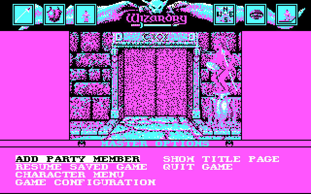 Wizardry: Bane of the Cosmic Forge IBM PC/Compatibles Screenshot: The main menu.