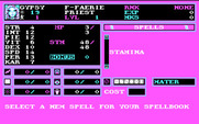 Wizardry: Bane of the Cosmic Forge for IBM PC/Compatibles - Select some spells for your new character.