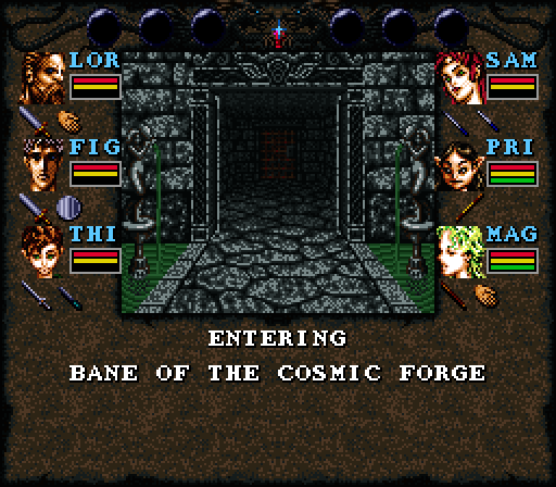 Wizardry: Bane of the Cosmic Forge Super NES Screenshot: Time to enter Bane of the Cosmic Forge!
