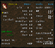 Wizardry: Bane of the Cosmic Forge for Super NES - Character stats.