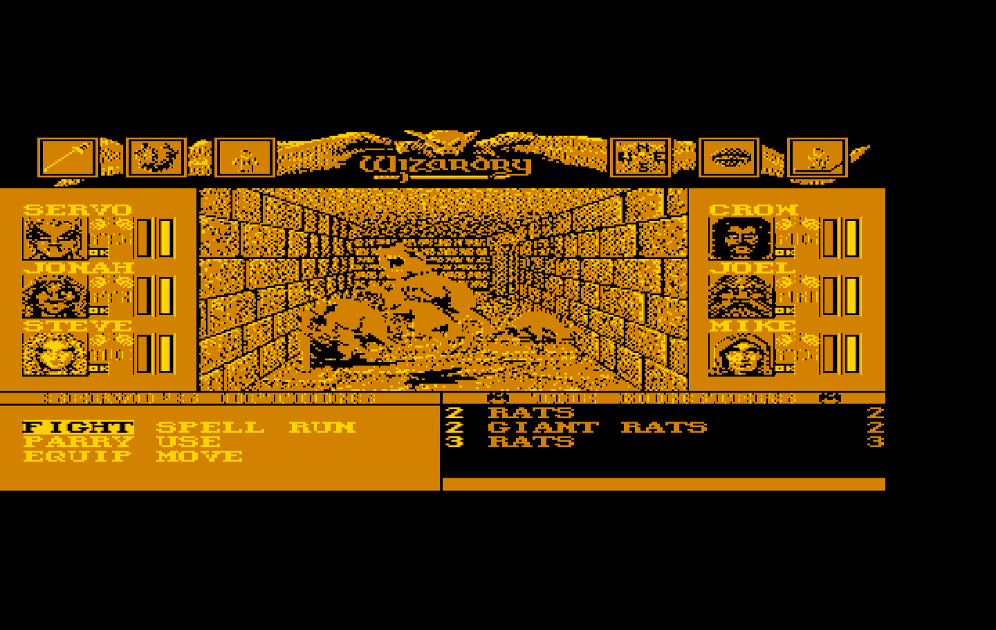 Wizardry: Bane of the Cosmic Forge IBM PC/Compatibles Screenshot: Giant rats attack!
