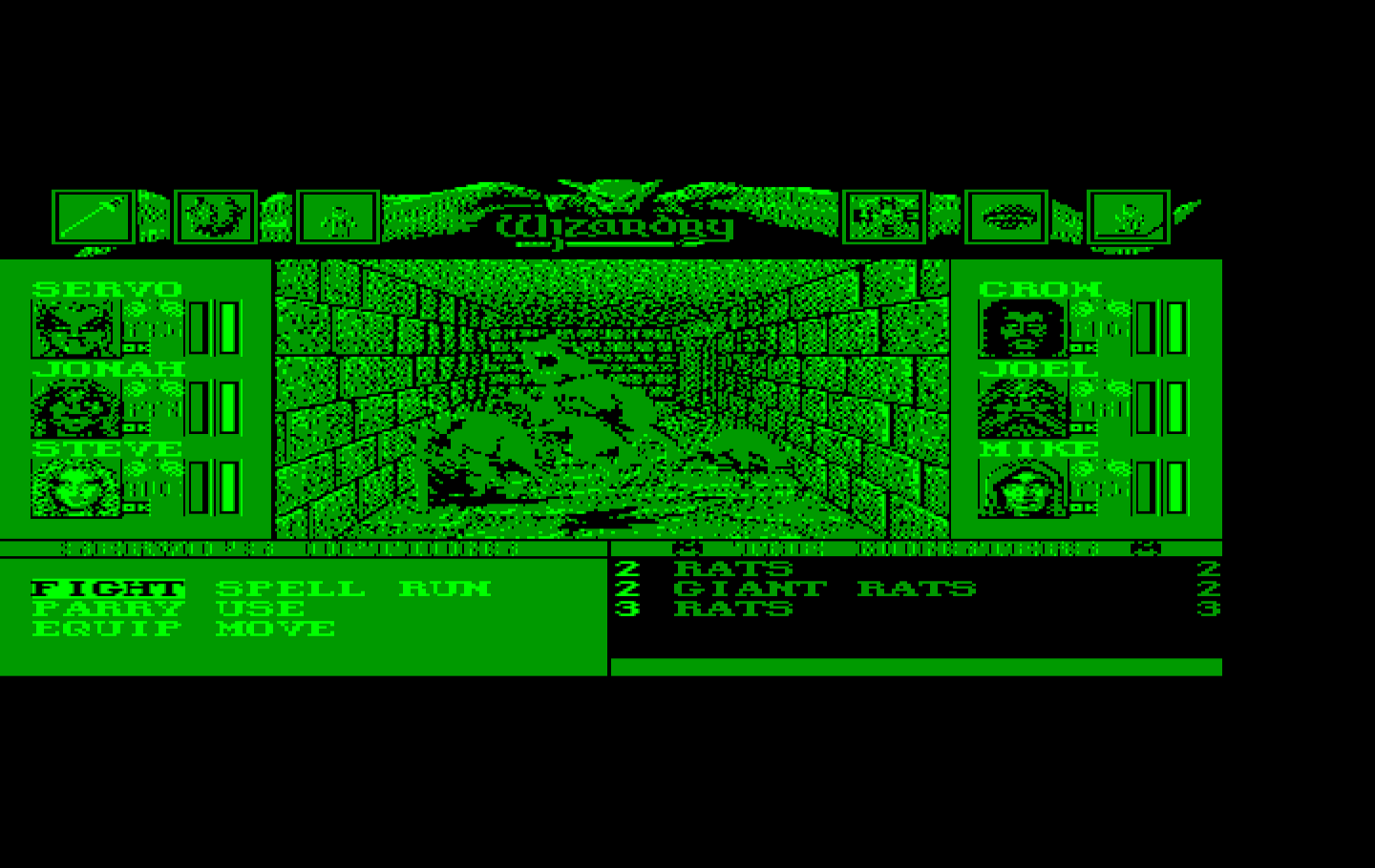 Wizardry: Bane of the Cosmic Forge IBM PC/Compatibles Screenshot: Giant rats attack!
