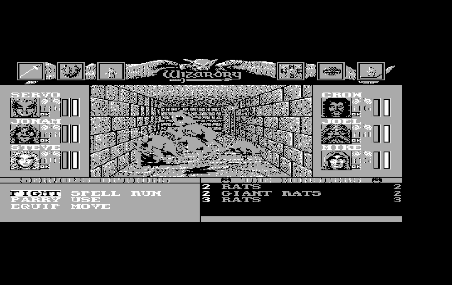 Wizardry: Bane of the Cosmic Forge IBM PC/Compatibles Screenshot: Giant rats attack!