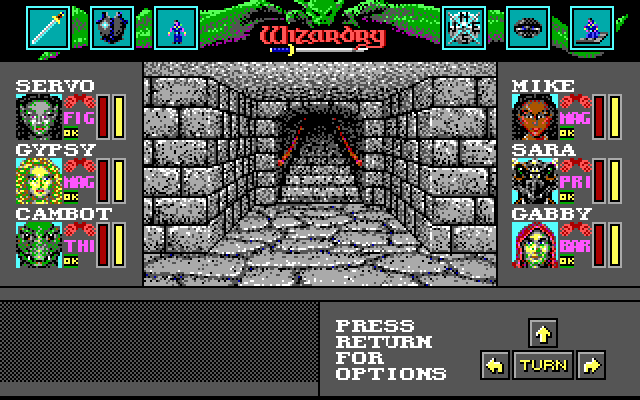 Wizardry: Bane of the Cosmic Forge Amiga Screenshot: Some stairs heading up...