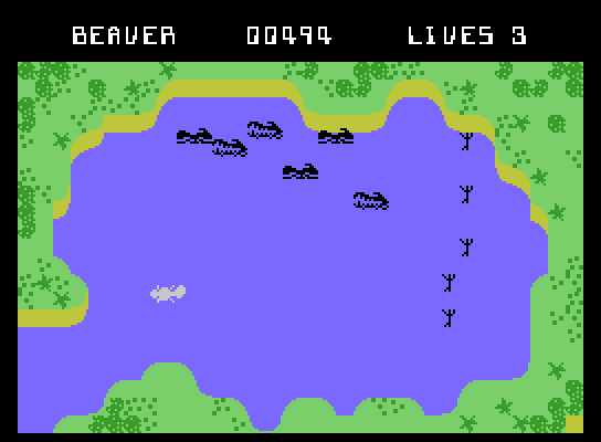Evolution ColecoVision Screenshot: The beaver needs to collect the branches to build a dam.