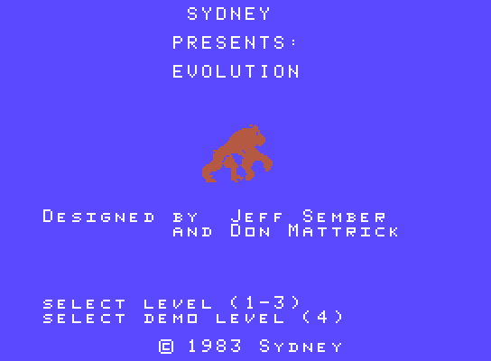Evolution ColecoVision Screenshot: Title screen.