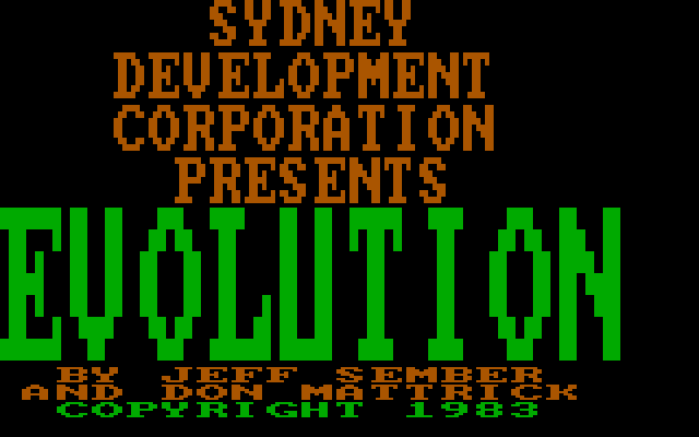 Evolution IBM PC/Compatibles Screenshot: Title screen.