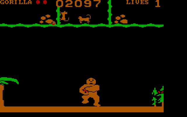 Evolution IBM PC/Compatibles Screenshot: Defending your oranges as a gorilla.