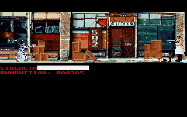 Mean Streets IBM PC/Compatibles Screenshot: Don't get shot here...