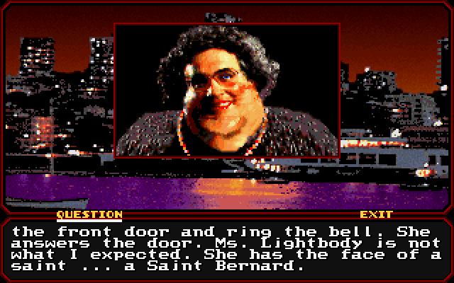 Mean Streets IBM PC/Compatibles Screenshot: Introducing Delores Lightbody.