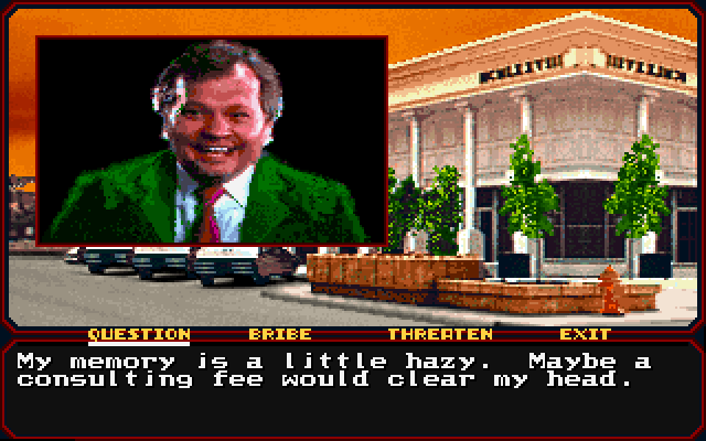 Mean Streets IBM PC/Compatibles Screenshot: You have to bribe some characters for information...