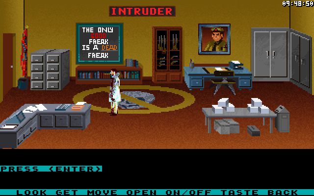 Mean Streets IBM PC/Compatibles Screenshot: I set off an alarm and need to disable it quick!