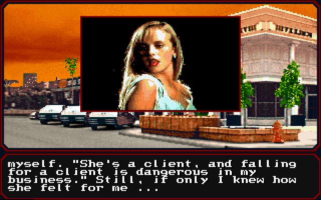 Mean Streets IBM PC/Compatibles Screenshot: Time to interrogate Sylvia.