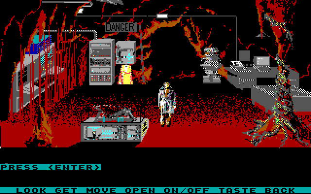 Mean Streets IBM PC/Compatibles Screenshot: Exploring an underground laboratory.