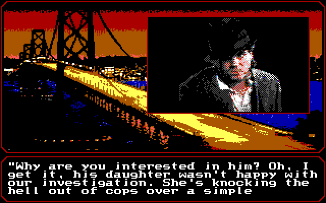 Mean Streets IBM PC/Compatibles Screenshot: This guy is helpful, but not very friendly.
