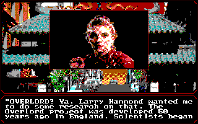 Mean Streets IBM PC/Compatibles Screenshot: Project Overlord? That sounds troubling...