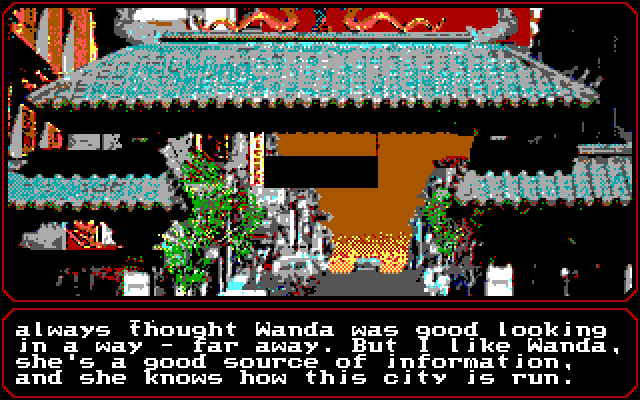 Mean Streets IBM PC/Compatibles Screenshot: Each location begins with a description...
