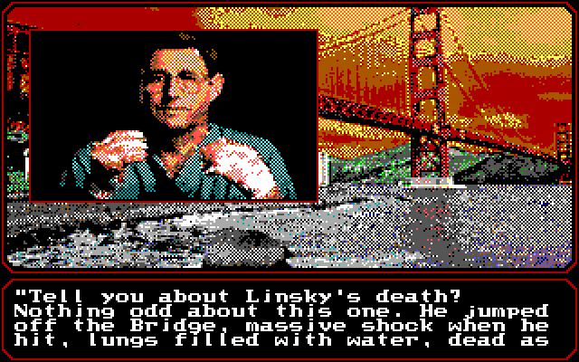 Mean Streets IBM PC/Compatibles Screenshot: I'll get a few clues from this guy...