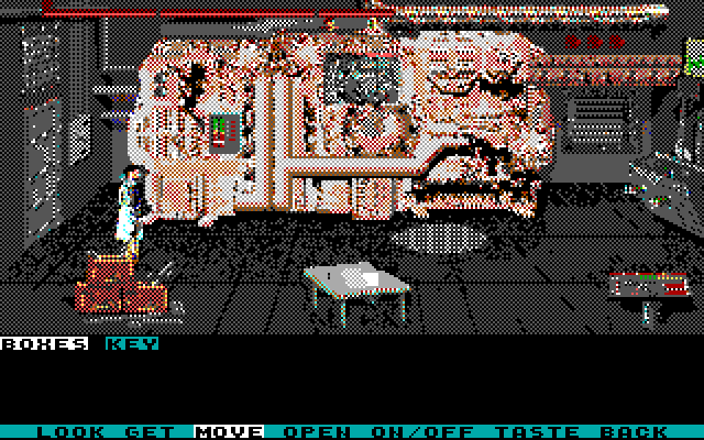Mean Streets IBM PC/Compatibles Screenshot: I need to break out of this boiler room somehow...