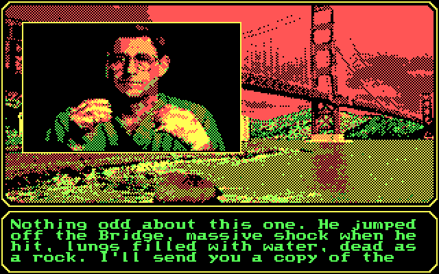 Mean Streets IBM PC/Compatibles Screenshot: The medical examiner provides a little detail...