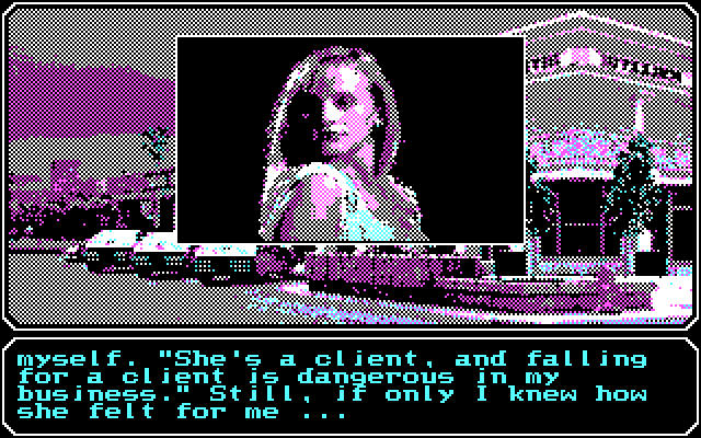 Mean Streets IBM PC/Compatibles Screenshot: Talking with Sylvia.