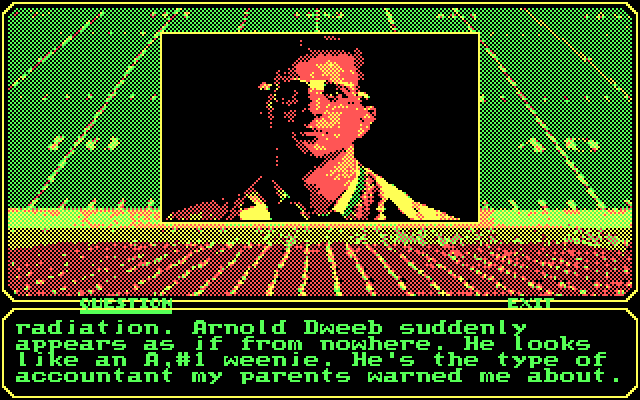 Mean Streets IBM PC/Compatibles Screenshot: Introducing Arnold Dweeb.
