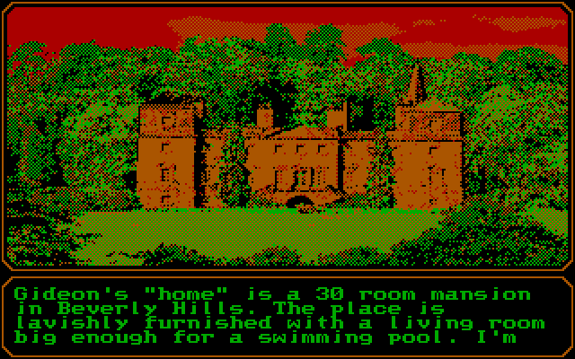 Mean Streets IBM PC/Compatibles Screenshot: Stopping by Gideon's home...