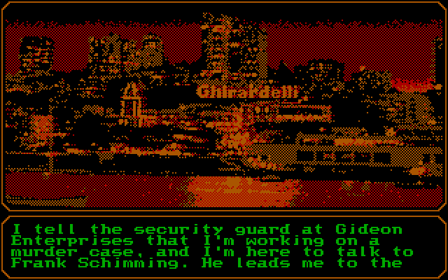 Mean Streets IBM PC/Compatibles Screenshot: Heading over to Gideon Enterprises...