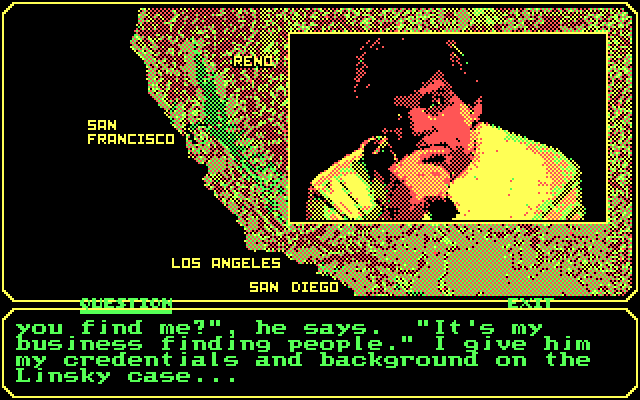Mean Streets IBM PC/Compatibles Screenshot: You'll question a lot of people in the game...