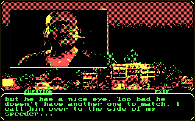 Mean Streets IBM PC/Compatibles Screenshot: This guy isn't friendly, but is also easy to threaten for information...
