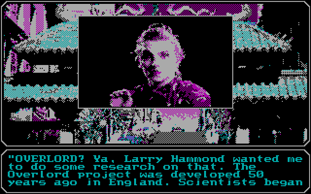Mean Streets IBM PC/Compatibles Screenshot: Project Overlord? That doesn't sound good...