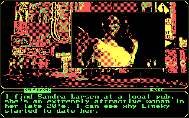 Mean Streets IBM PC/Compatibles Screenshot: Time to question Sandra...