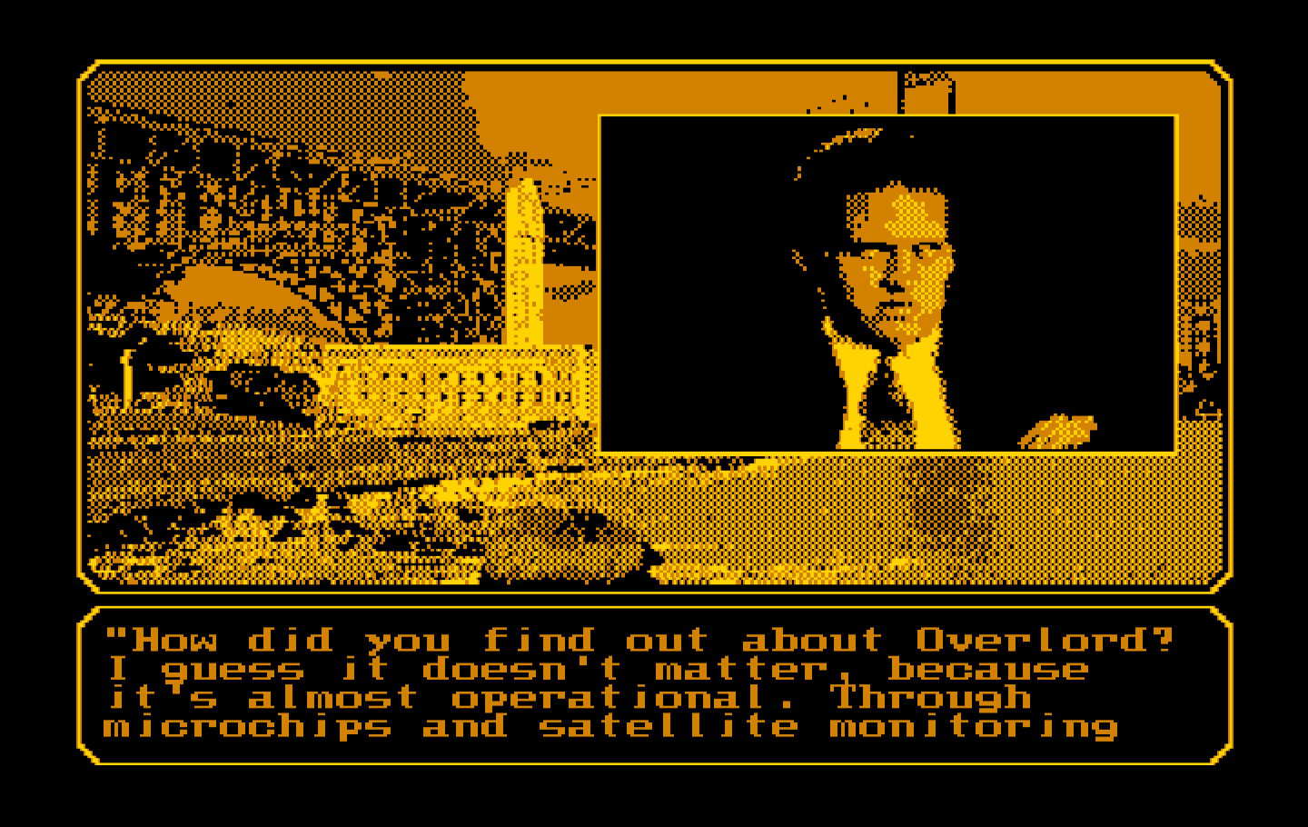 Mean Streets IBM PC/Compatibles Screenshot: Project Overlord? I don't like the sound of that!