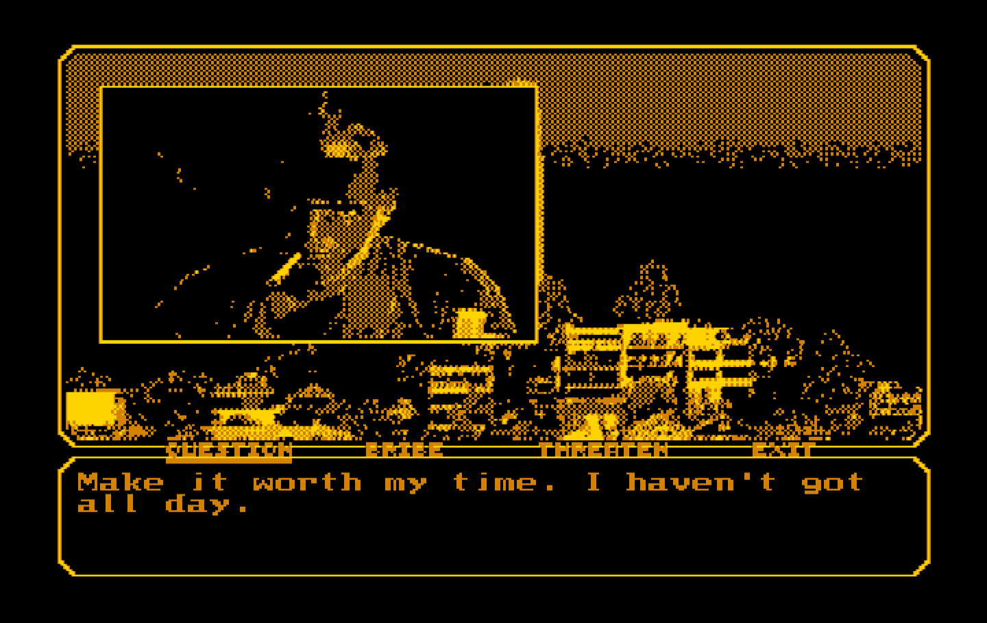 Mean Streets IBM PC/Compatibles Screenshot: I may need to bribe this guy...