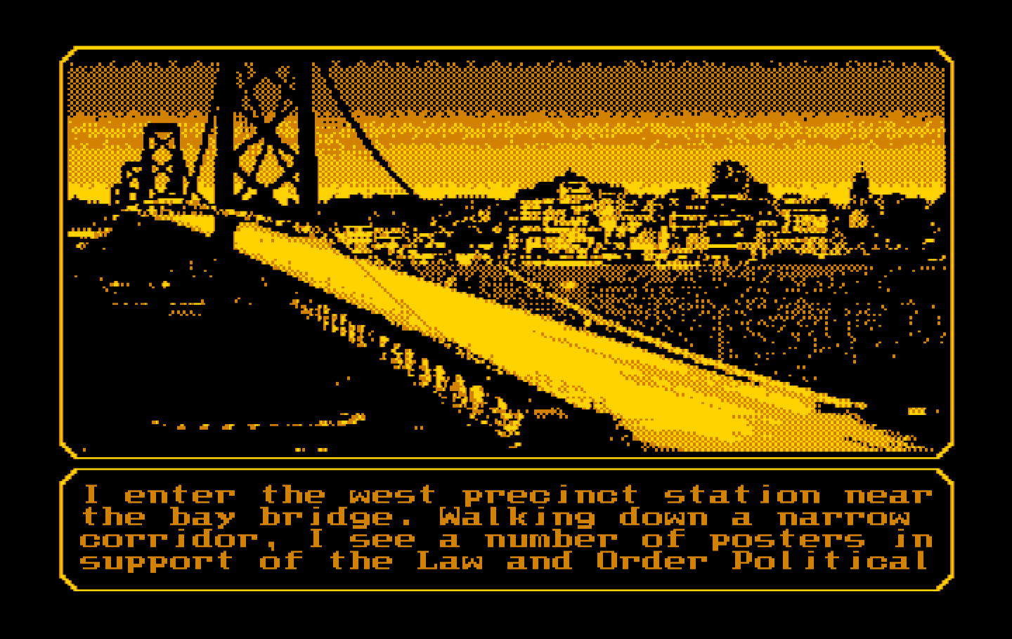Mean Streets IBM PC/Compatibles Screenshot: Heading over to the bay bridge...