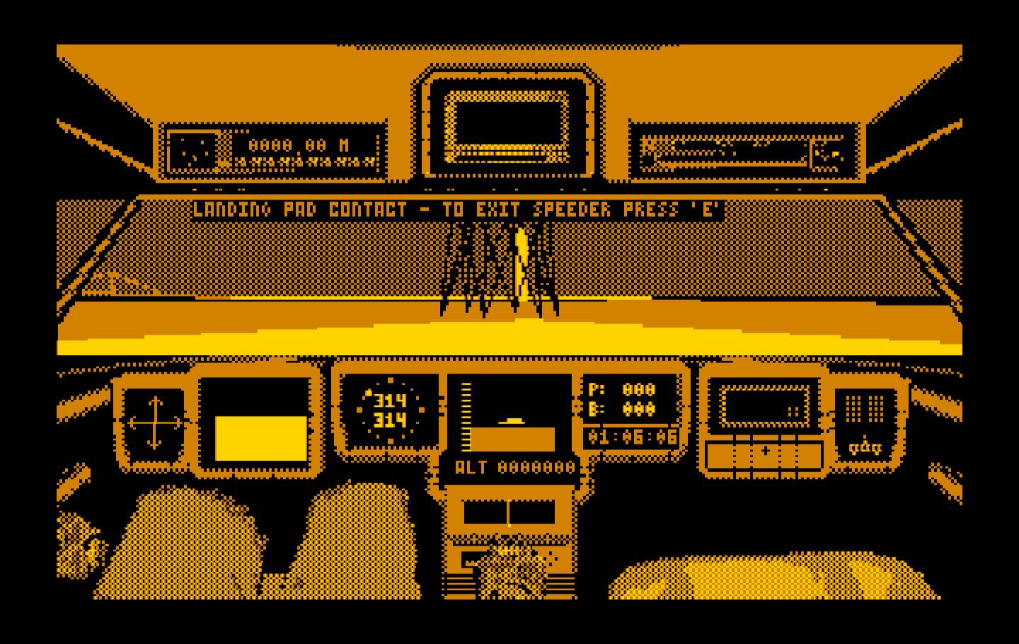 Mean Streets IBM PC/Compatibles Screenshot: I've landed the speeder...get out to go directly to the destination.