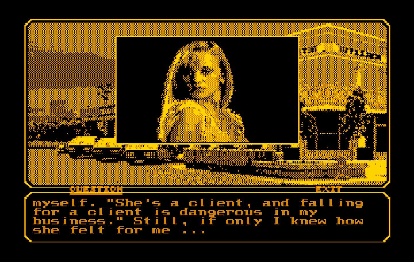 Mean Streets IBM PC/Compatibles Screenshot: About to talk with Sylvia.