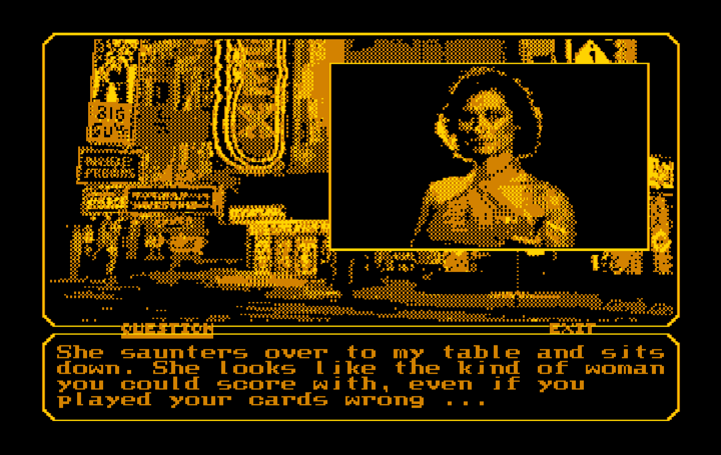 Mean Streets IBM PC/Compatibles Screenshot: Talking to Lola.