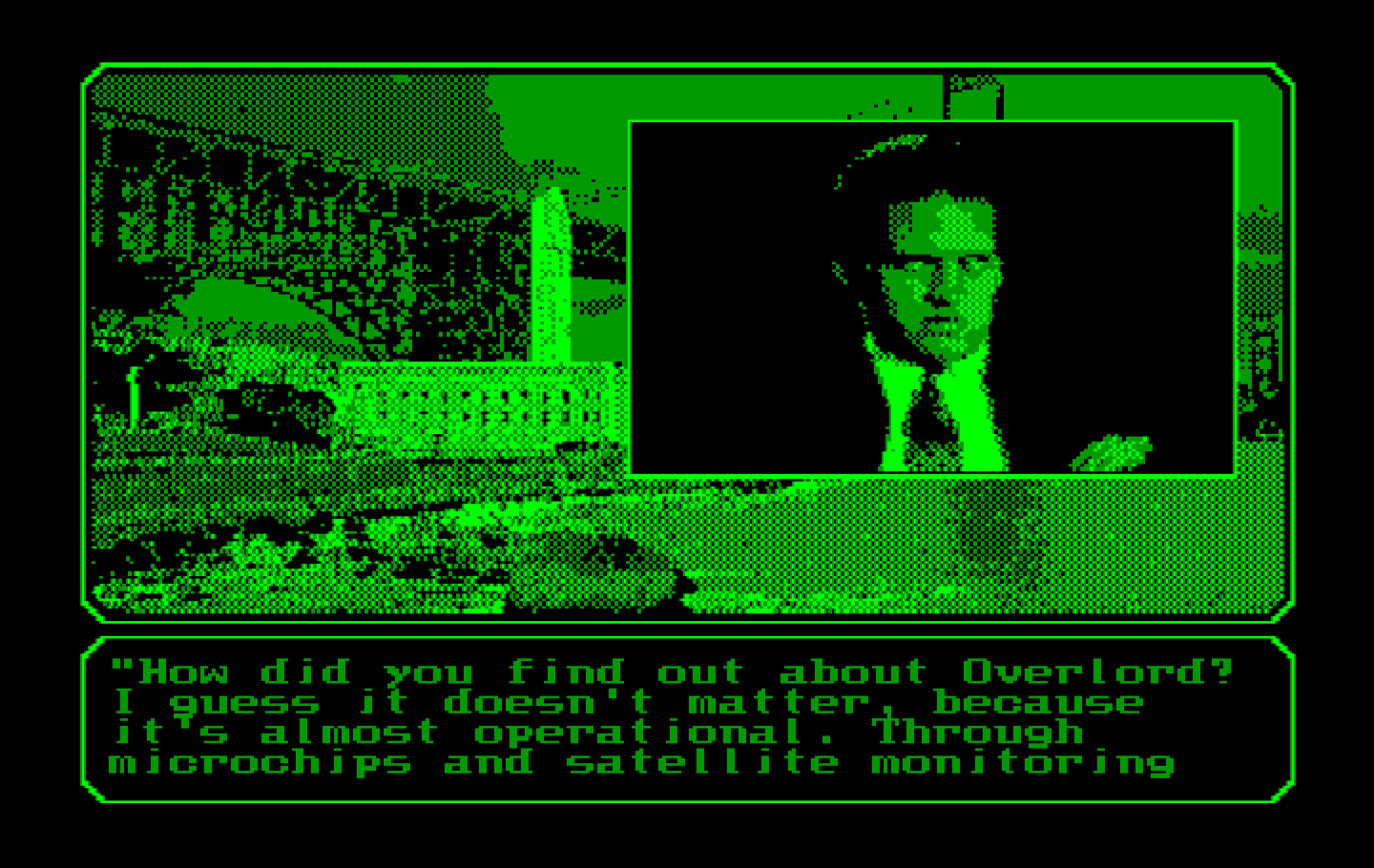 Mean Streets IBM PC/Compatibles Screenshot: Project Overlord? I don't like the sound of that!